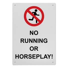 No Running Or Horseplay! Sign, 8.5 x 11 in" OSHA Compliant Child Safety Sign, Weatherproof Plastic, UV resistant & Easy-to-Read Signage