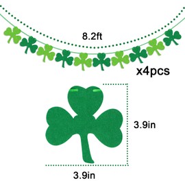 B079L18N1X Felt Shamrock Clover Garland Banner - NO DIY - St. Patrick 's Day Banner Decor - St. Patrick 's Day Garland Decorations - Irish Party Supplies - Green and Light Green Color