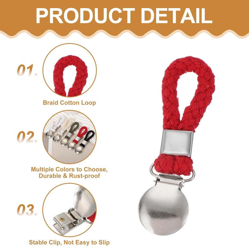 sourcing map 6 Pcs Tea Towel Clips with Cotton Loop