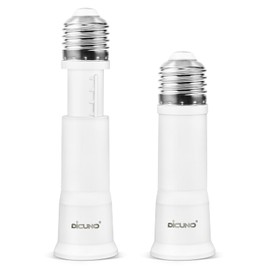 DiCUNO E27 Lamp Socket Adapter, Adjustable Lamp Extension, Flexible Socket Converter, 10-13 cm, 60 W, 250 V, Heat Resistant up to 160 °C, PBT Plastic, Pack of 2