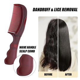 2 Pcs Dandruff Comb with Hollow Tooth | Wave Handle Scalp Sweep Comb for Dandruff & Lice Removal | Scalp Detox Massager Comb & Self-Cleaning Hair Brush for Women & Men