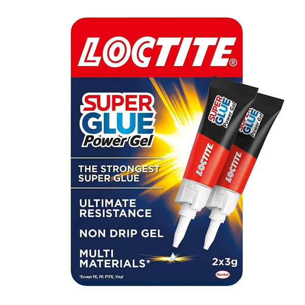 Loctite Gel Instant Super Glue, Strong All-Purpose Clear Glue for Repairs, Clear Various Materials, Easy to Use Instant Super Glue, 2 x 3g, Transparent