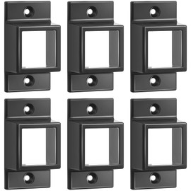 Zonon 1" x 1" Black Aluminum Fence Brackets Standard Wall Mount for Rails Double Flange Metal Square Brackets Residential Black Flat Fence Brackets for Fencing Railing Mounting(6 Pcs)