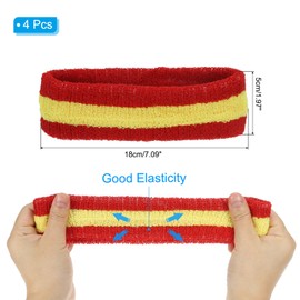 PATIKIL Sweatband Headbands, 4 Pcs Terry Cloth Sweat Band for Women Men Sports Basketball Tennis Athletic Gym Working Out, Red Yellow