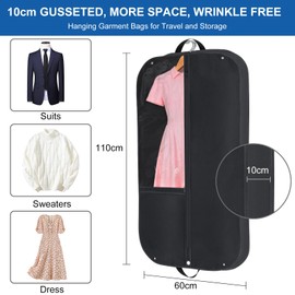 YYDSLEE Suit Bag 43"x24"x4" Garment Bags Breathable Suit Travel Bag Suit Carrier Bag with Carrying Handle Suit Carrier with Zipper Oxford Foldable Waterproof Garment Bags for Clothes Travel Black