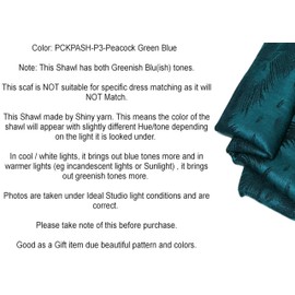 GFM® Pashmina Style Scarf-Peacock Feathers-Peacock Green Blue-(DRV)(HD)(PCKPASH-P3-PCKKL)