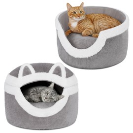 Ownpets Cat Bed Cave, Cat Cave, 3-in-1 Removable Cat Bed, Cat Bed for Indoor, for Winter, Warm, Sleeping Pillow, with Soft Rabbit Hair for Cats up to 7.7 kg, Grey