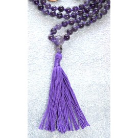 Awaken Your Kundalini Hand-knotted Amethyst Mala Necklace, 6mm 108 Beads, Crown Chakra Jewelry