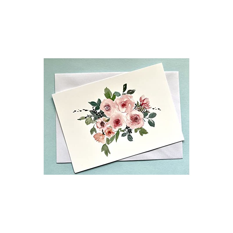 Beautiful Pink Floral Elegant Blank Note Cards Pack with Envelopes