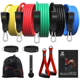 BOB AND BRAD Resistance Bands, Resistance Bands Set for Workout Stackable Up to 150 lbs, Exercise Bands with Door Anchor, Ankle Straps, Handles and Carry Case for Strength, Yoga, Gym for Men and Women