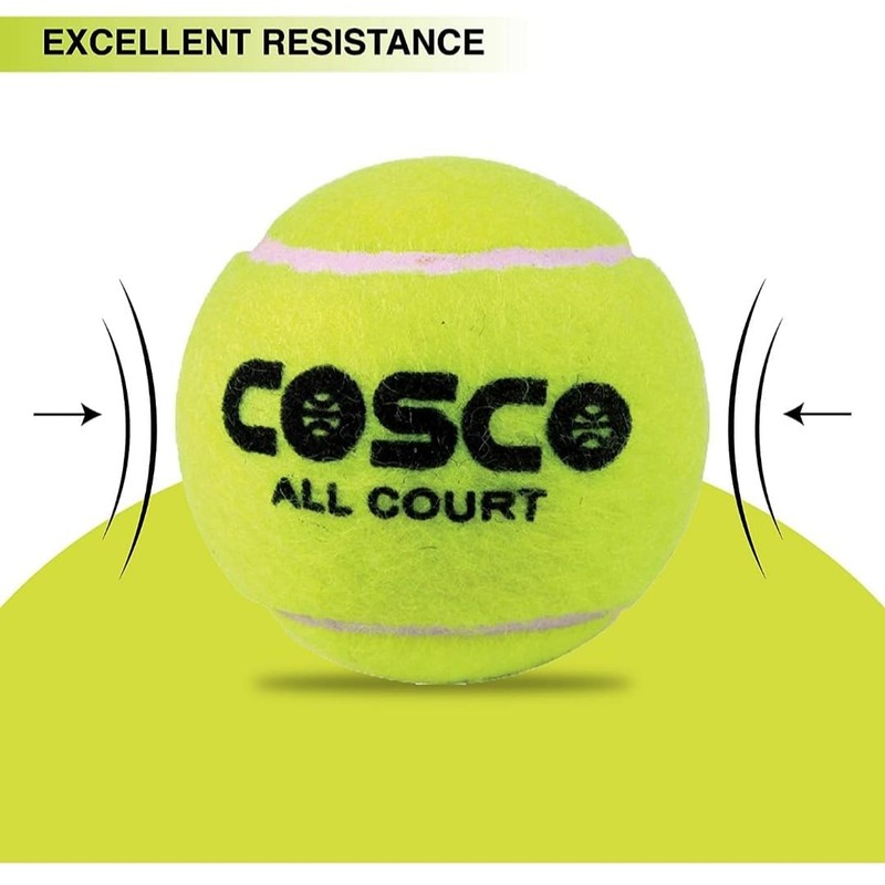 Cosco All Court Tennis Ball, Pack of 3, Yellow Light