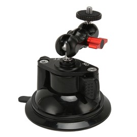 Suction Cup Camera Car Mount, Camera Suction Mount with Dual Ball Articulating Arm, 1/4 Screw Hole, 360° Horizontal Adjustment and Rotation, for Action Cameras, Digital SLR Cameras
