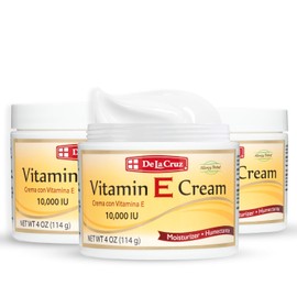 De La Cruz Crema hidratante de vitamina E para rostro y cuello, cuidado de la piel hidratante para todo tipo de piel, fabricado en Estados Unidos, 4 onzas (paquete de 3)