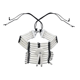 outROAR Gear Breastplate Choker Necklace Native American Indian Style, Buffalo Bone - Handmade Traditional Hairpipe Beads - Adjustable Bone Choker for Women and Men White