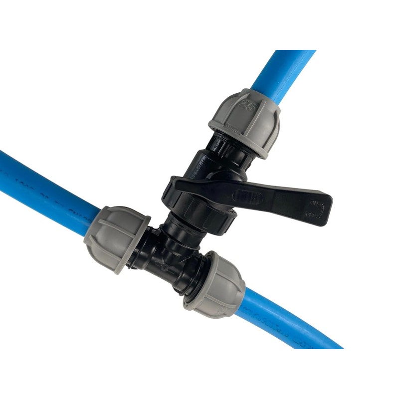 mdpe Compression Water Pipe tee Junction with Full Flow Control