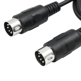 Biaungdo 2 Pcs 1-Feet MIDI Cable, Black Male to Male 5-Pin MIDI Adapter Cable for Musicians, Compatible with Keyboards/External Sound Cards/Synthesizer/Sampler and Other Music Gear