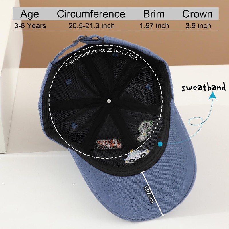 Kids Truck Hat Embroidery Excavator Baseball Caps, Adjustable Child Vehicle