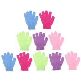 Baluue 10pcs Mixed Color Nylon Exfoliating Bath Gloves Deep Cleaning Back Scrubber for Shower Gentle Skin Massage Gloves Practical Bathroom Accessory Set