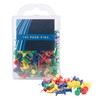 100 Multi Coloured Push Pins - Drawing Pins With Storage