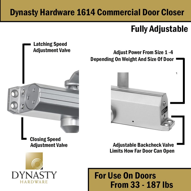 Dynasty Hardware Door Closer, Grade 1 Heavy Duty Commercial Hydraulic