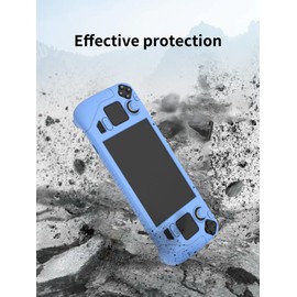 Case for Valve Steam Deck Handheld Console,BOVUGAC Soft Silicone with Two Sets of keycaps,Anti-Fall Shockproof Protective Kids Friendly for Steam Deck Gaming Console Accessories(Blue)