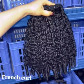 French Curly Afro Kinky Bulk Human Hair Cuticle Aligned Hair Human Raw Vietnamese Hair Burmese Curly Hair Raw Filipino Hairstyle: Indonesia curly, color: natual color, Stretched Length: 16 Inches