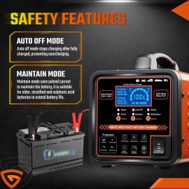 Geartronics Heavy Duty Car Battery Charger 12V/24V Smart Automatic Intelligent Pulse 12V/24V