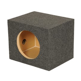 QPower 10 Inch Heavy-Duty Single Sealed Carpet Covered Durable Car Audio Vehicle Subwoofer Enclosure Woofer Box, Charcoal Gray