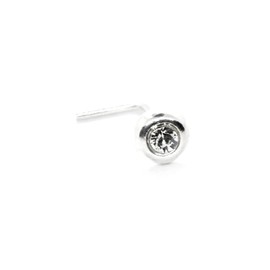 moonlidesigns Tiny Nose Stud 22 gauge Sterling Silver Crystal Nose 3mm Bezel Set Little Diamond Nostril L Post Nose