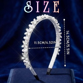 Campsis Rhinestone Headband Silver Pearl Hair Accessories Crystal Bride Hair Band for Women