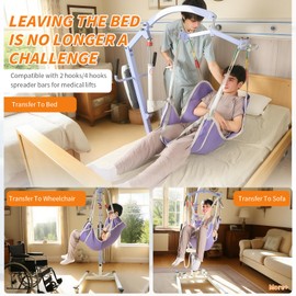 Ehucon Universal Full Body Patient Lift Sling,Thickened Medical Sling for Transfer,Bed Positioning and Lifting,Transfer Sling for Elderly,Disabled,Bedridden-500LBS (Purple, Small)