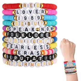 11 Pcs Friendship Bracelets, TS Inspired Bracelets Set, Fashionable TS Bracelets T-a-y Bracelets -l-o-r Set Singer Jewellery Music Party Jewelry Accessories Friendship Bracelets for Fans Women Girls
