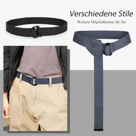 JasGood Men's Canvas Belt, Woven Casual Belt, 3.8 cm Wide, A-Black+Blue(Greyish)