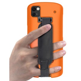 Case + Hand Strap Combo for Zebra TC53 TC58 Mobile Computer Scanner, Nakedcellphone Textured Slim Hard Shell Protector Cover with Kickstand - Bright Orange