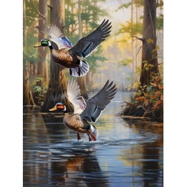 QAZWSX Mallard Ducks Flying Water 5D Diamond Painting Kits Round Full Drill Diamond Art DIY Paint by Diamond Number Kits for Beginners Easy Cross Stitch for Wall Decor Gift 30x40cm