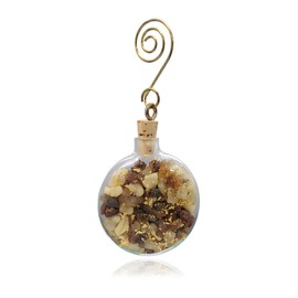 Nativity Gift of the Magi Gold. Frankincense and Myrrh Three Wise Men Handcrafted Flat Round Glass Christmas Ornament