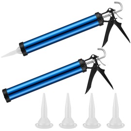 Lasnten 2 Pack Sausage Caulk Gun 20 oz Aluminum Cordless Sausage Caulking Gun with 4 Cone Nozzles, 18: 1 Thrust, Aluminum Sealant Hand Caulk Kit for Contractors (Blue)
