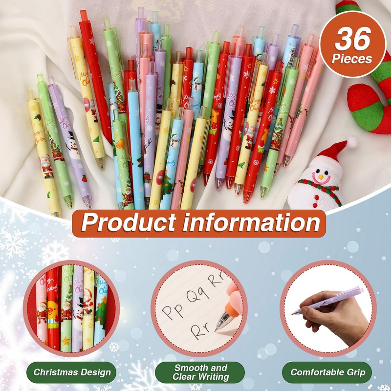 JXITON 36pcs Christmas Pens,Retractable Xmas Ink Pens Gen Ballpoint Pen