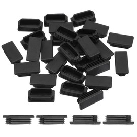 PATIKIL 2x1 Inch Plastic Tubing End Caps, 30 Pcs Rectangular Hole Plug Insert for Round Iron Pipe Chair Leg Table Bookshelves Patio Furniture, Black