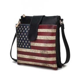 MKF Collection Patriotic Crossbody Bag for Women, American Flag Vegan Leather Usa Shoulder Bag Purse By Mia K