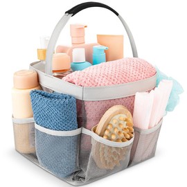 Mesh Shower Caddy Bag - Collapsible, Portable Bathroom Organizer for Travel, Gym, and Dorm Use. Easily Carry and Organize College Dorm, Bathroom Toiletry Essential - Color: Pink