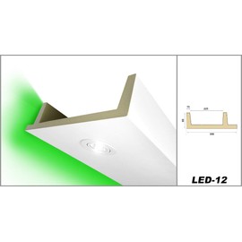 HEXIM LED Stucco Moulding Pattern – Indirect Lighting with Ceiling Strips Made of Polyurethane (PU), Light and Opaque (20 cm LED-12) Decoration Corner Spot Indoor