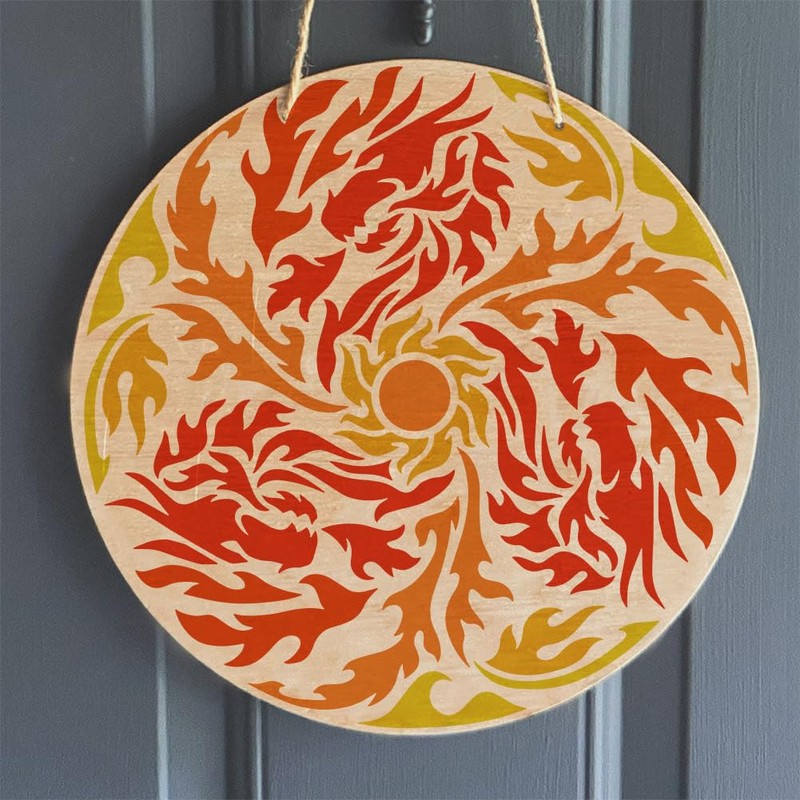 FINGERINSPIRE 9Pcs Dragon Painting Template with Brush 30x30cm Dragon Theme