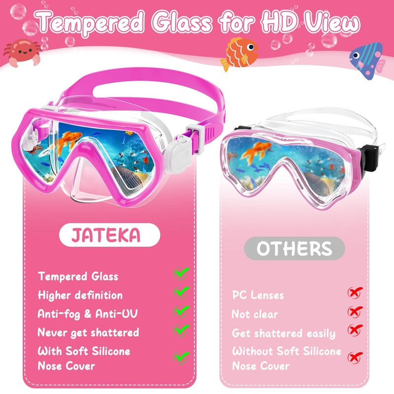 JATEKA Swimming Goggles Set for Children 4-12 Years Pink