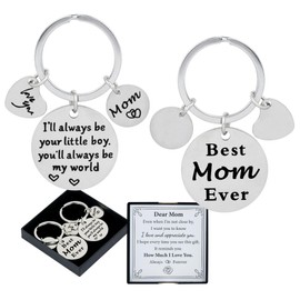 Gladsico Stocking Stuffer Gifts, Mom Gifts from Son for Birthday, Double Side I'll Always Be Your Little Boy, You Will Always Be My World - Best Mom Ever Keychain for Mom Valentine’s Day Gift, Little