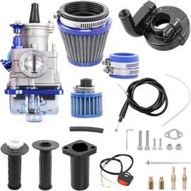 PWK 24mm Carburetor Fits 212cc Predator 196cc 6.5HP Coleman CT200U/BT200X Mini Bikes,Baja MB200,KT196 Go-Kart,GX160 OHV Clone Engines,Performance Upgrade Parts with Throttle Cable & Main Jets(Blue)