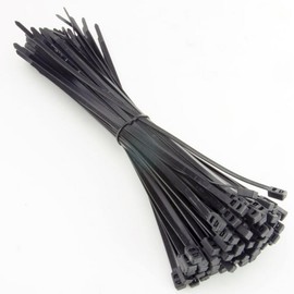 200 Black Cable Ties, Strong Nylon, 200mm x 2.5mm