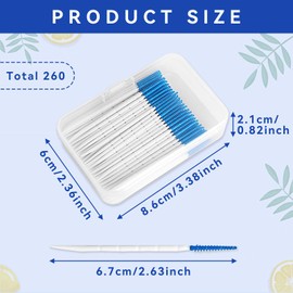 XNIVUIS 260 Stück Interdentalbürsten, Silikon-Zahnseide-Picks, Zahnstocher für Zahnspangen, Mundreinigung, Zahnbürsten für zwischen Zähnen und Zahnfleisch (blau)