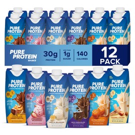 Pure Protein Protein Shake, 30g Complete Protein, Ready to Drink and Keto-Friendly, Vitamins A, C, D, and E plus Zinc to Support Immune Health, 11oz Bottles, 12 Pack, Variety Pack