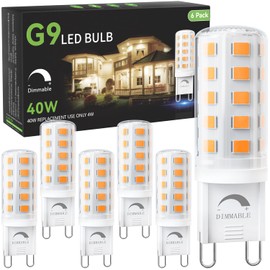 TJOY Dimmable G9 LED Bulb 4W Equivalent 40 Watt, 2700K Soft Warm White, T4 G9 Bi-pin Base Halogen Replacement, G 9 Socket Light Bulb for Chandelier Wall Sconce, 120V No Flicker, 450LM, 6 Pack